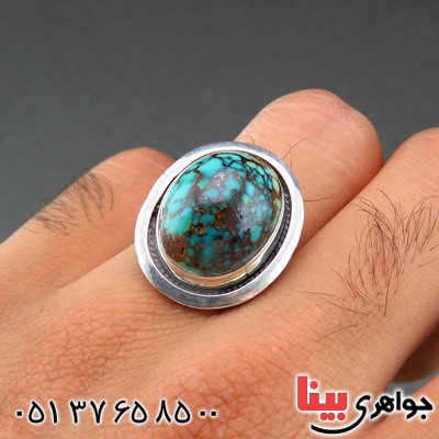 انگشتر فیروزه نیشابوری طرح هنری با حرز امام جواد(ع) _کد:13860