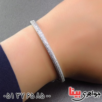 دستبند نقره النگویی زنانه سنگین میکروستینگ رودیوم زیبا و شیک _کد:13863