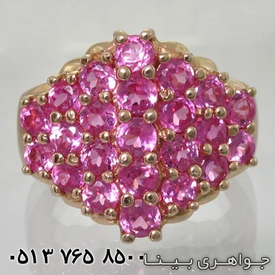 انگشتر توپاز طرح لوزی سه نگین