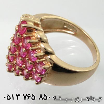 انگشتر توپاز طرح لوزی سه نگین