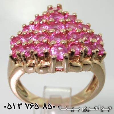 انگشتر توپاز طرح لوزی سه نگین