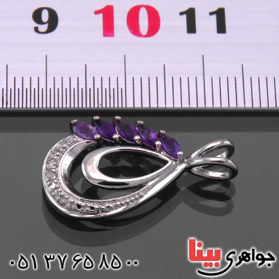 گردنبند آمتیست زنانه مانی مدل دو اشکی _کد:13877