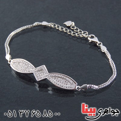 دستبند نقره زنانه میکروستینگ رودیوم مدل تاج _کد:13881