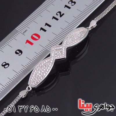 دستبند نقره زنانه میکروستینگ رودیوم مدل تاج _کد:13881