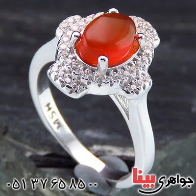 انگشتر عقیق یمنی زنانه رودیوم مدل نیکتا _کد:13886