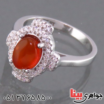 انگشتر عقیق یمنی زنانه رودیوم مدل نیکتا _کد:13886
