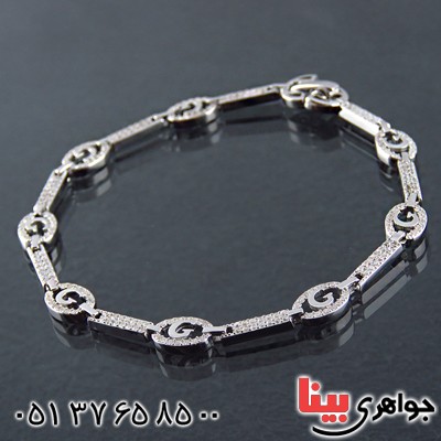 دستبند نقره زنانه میکروستینگ رودیوم مدل G _کد:13896
