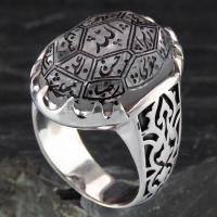 انگشتر در نجف مردانه درشت حکاکی چهارده معصوم مدل شبکه کاری 