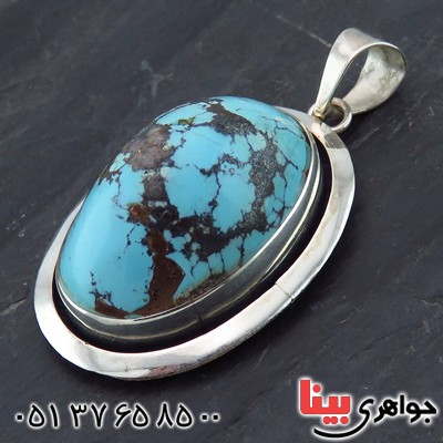 گردنبند فیروزه نیشابوری درشت طرح هنری با حرز امام جواد (ع) _کد:13901