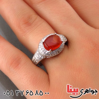 انگشتر عقیق یمنی منظره ای خاص زنانه رودیوم _کد:13904