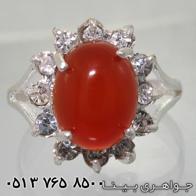 انگشتر عقیق دور جواهر