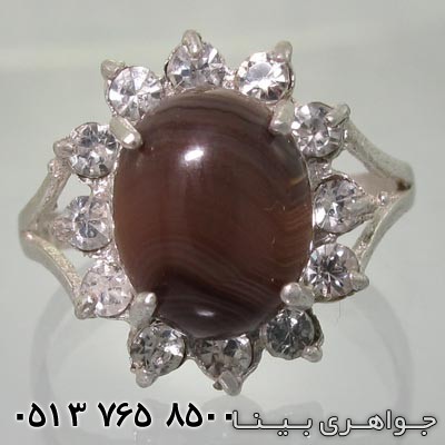 انگشتر عقیق سلیمانی دور جواهر