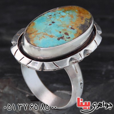 انگشتر فیروزه نیشابوری شجری طرح هنری همراه با حرز امام جواد (ع) _کد:13941