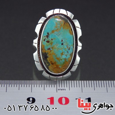 انگشتر فیروزه نیشابوری شجری طرح هنری همراه با حرز امام جواد (ع) _کد:13941