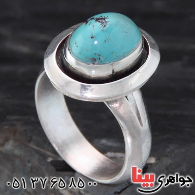 انگشتر فیروزه نیشابوری شجری طرح هنری همراه با حرز امام جواد (ع) _کد:13949