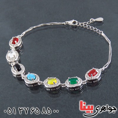 دستبند چند جواهر فیروزه نیشابوری، عقیق، درنجف میکروستینگ زنانه _کد:13952