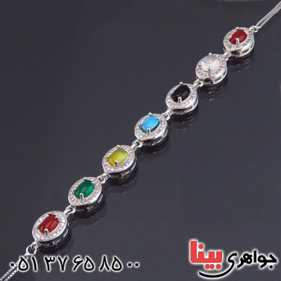 دستبند چند جواهر فیروزه نیشابوری، عقیق، درنجف میکروستینگ زنانه _کد:13952