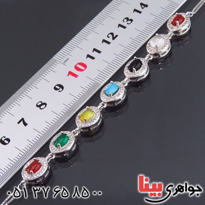دستبند چند جواهر فیروزه نیشابوری، عقیق، درنجف میکروستینگ زنانه _کد:13952
