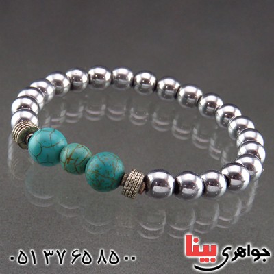دستبند حدید و فیروزه خوش نقش و خوشرنگ _کد:13963