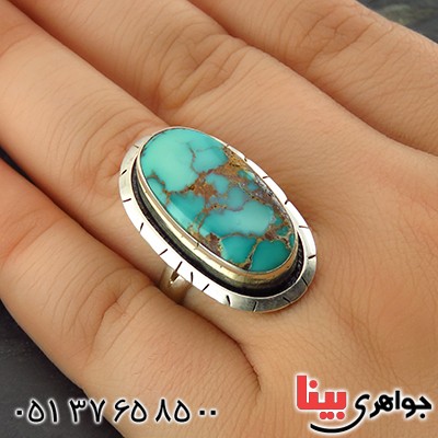 انگشتر فیروزه نیشابوری شجری طرح هنری با حرز امام جواد (ع) _کد:13964