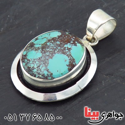 گردنبند فیروزه نیشابوری شجری طرح هنری همراه با حرز امام جواد (ع) _کد:13965