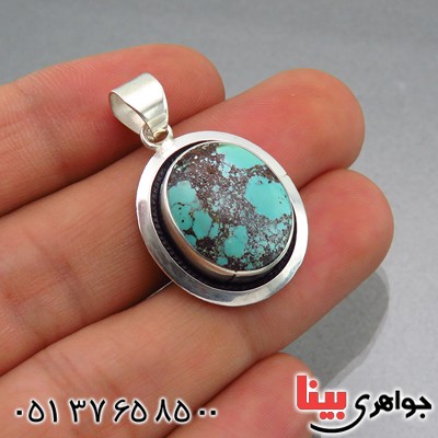 گردنبند فیروزه نیشابوری شجری طرح هنری همراه با حرز امام جواد (ع) _کد:13965
