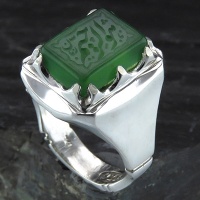 انگشتر یشم عالی مردانه درشت حکاکی گود هو الرحیم 