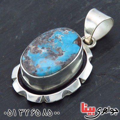 گردنبند فیروزه نیشابوری شجری طرح هنری با حرز امام جواد (ع) _کد:13978