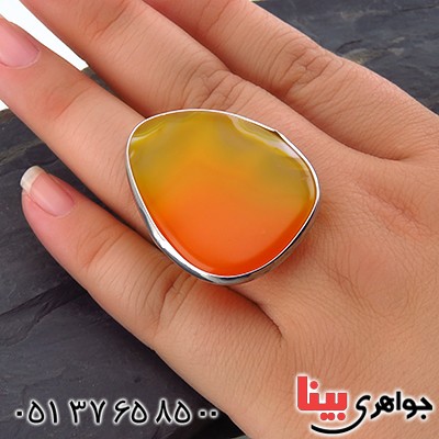 انگشتر عقیق سلیمانی زنانه درشت فانتزی سنگ درمانی _کد:13982