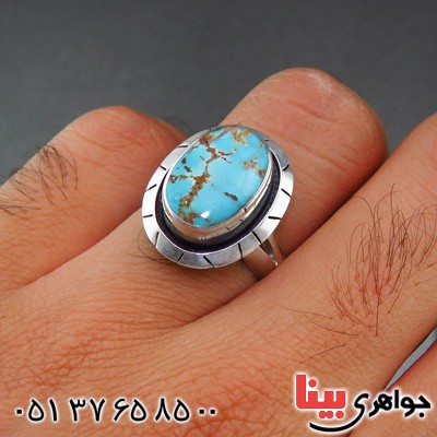 انگشتر فیروزه نیشابوری شجری طرح هنری با حرز امام جواد (ع) _کد:13983