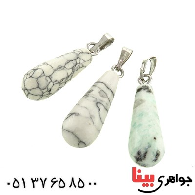 گردنبند عقیق سفید تراش اشکی _کد:13989