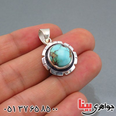 گردنبند فیروزه نیشابوری شجری طرح هنری با حرز امام جواد (ع) _کد:13996
