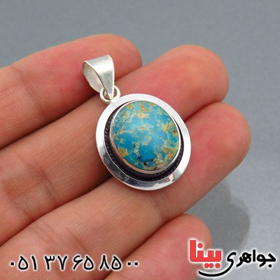 گردنبند فیروزه نیشابوری شجری طرح هنری با حرز امام جواد (ع) _کد:14013