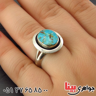انگشتر فیروزه نیشابوری شجری طرح هنری با حرز امام جواد (ع) _کد:14028