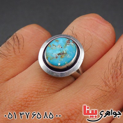 انگشتر فیروزه نیشابوری شجری طرح هنری با حرز امام جواد (ع) _کد:14028