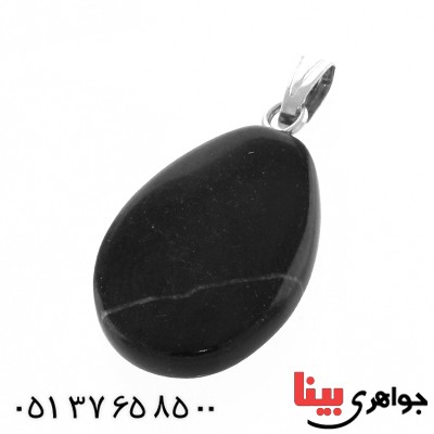 گردنبند عقیق سیاه (اونیکس) تراش بیضی _کد:14038