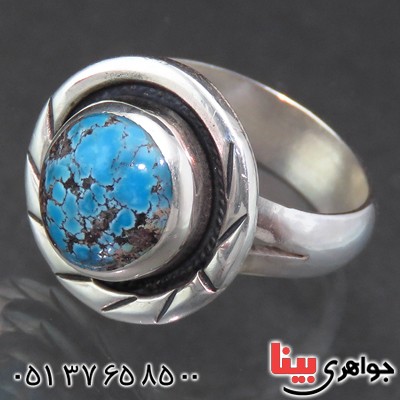 انگشتر فیروزه نیشابوری شجری طرح هنری با حرز امام جواد (ع) _کد:14048