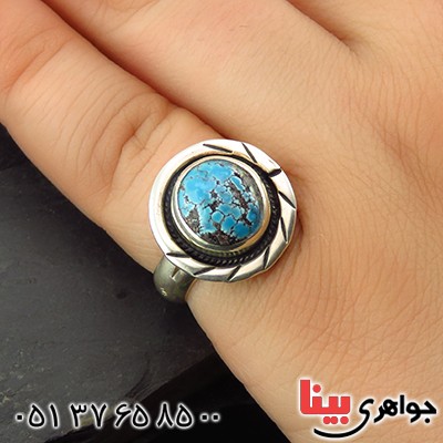 انگشتر فیروزه نیشابوری شجری طرح هنری با حرز امام جواد (ع) _کد:14048