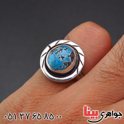 انگشتر فیروزه نیشابوری شجری طرح هنری با حرز امام جواد (ع) _کد:14048