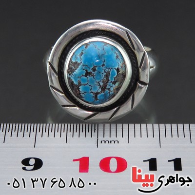 انگشتر فیروزه نیشابوری شجری طرح هنری با حرز امام جواد (ع) _کد:14048