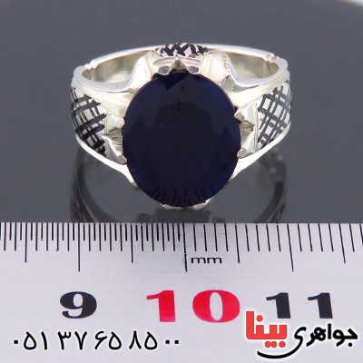 انگشتر یاقوت کبود مردانه عالی کلاسیک _کد:14049