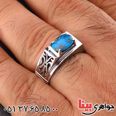 انگشتر فیروزه نیشابوری شجری مردانه تک _کد:1963