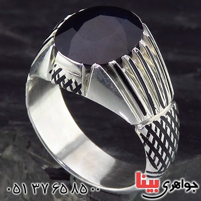 انگشتر یاقوت کبود مردانه عالی کلاسیک _کد:14062