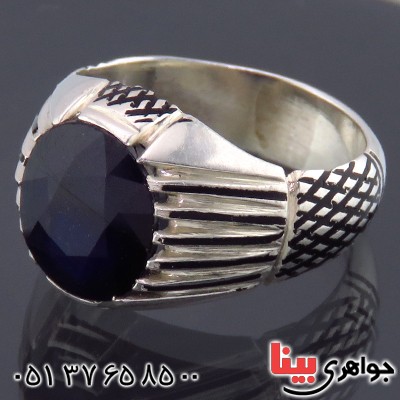 انگشتر یاقوت کبود مردانه عالی کلاسیک _کد:14062