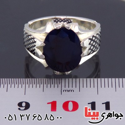 انگشتر یاقوت کبود مردانه عالی کلاسیک _کد:14079