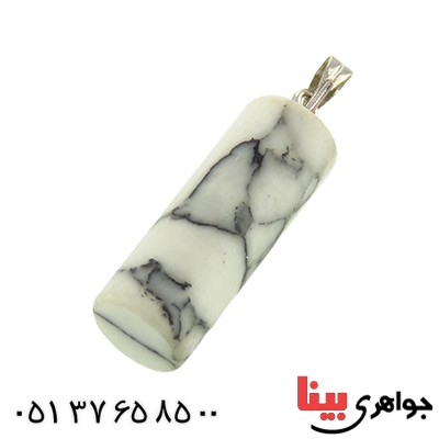 گردنبند عقیق سفید تراش استوانه ای _کد:14092