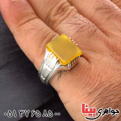 انگشتر عقیق شرف الشمس مردانه درشت فاخر _کد:14114