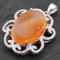گردنبند عقیق یمنی زنانه رودیوم درشت خوشرنگ 