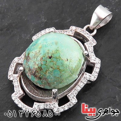 گردنبند فیروزه نیشابوری شجری زنانه رودیوم خوشرنگ _کد:14145