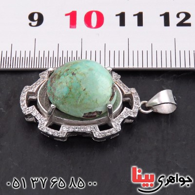 گردنبند فیروزه نیشابوری شجری زنانه رودیوم خوشرنگ _کد:14145